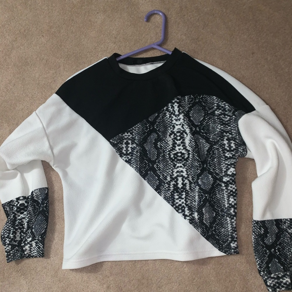White snakeskin long sleeve shirt